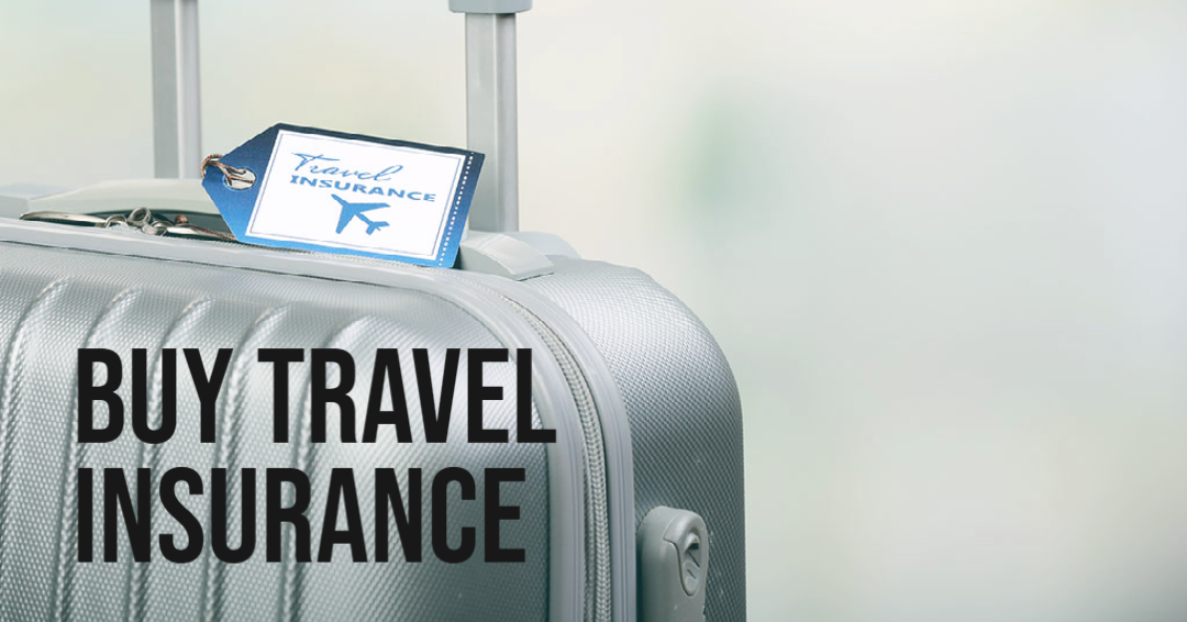 Buy Travel Insurance - Luggage with tag that says luggage insurance